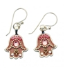 Pink Hamsa Earrings - Small - by Ester Shahaf