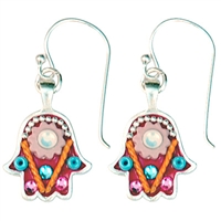 red hamsa earrings