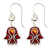 brown silvef hamsa earrings by Ester Shahaf