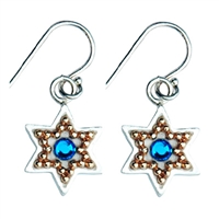 Golden Beads Star of David Earrings by Ester Shahaf