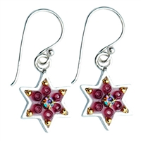Red Rose Star of David Earrings by Ester Shahaf
