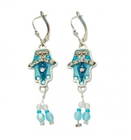 Blue Hamsa Earrings - by Ester Shahaf