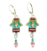 Oriental Turquoise Hamsa Earrings - by Ester Shahaf