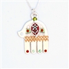 Large Silver Hamsa With Flower  Hamsa Necklace by Ester Shahaf