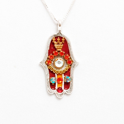Red Hamsa Necklace by Ester Shahaf