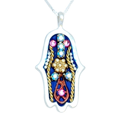 Colorful Hamsa Necklace by Ester Shahaf