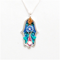 Purple flower Hamsa Necklace by Ester Shahaf