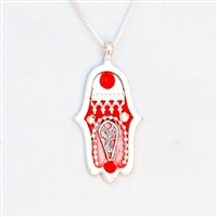 Orange  Hamsa Necklace by Ester Shahaf