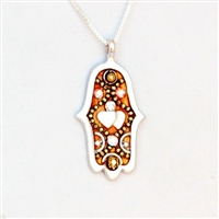 Gold & Hearts  Hamsa Necklace by Ester Shahaf