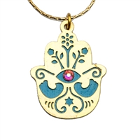 Gold Plated Hamsa Necklace by Ester Shahaf