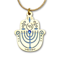 Menorah Hamsa Necklace by Ester Shahaf