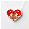 Orange Medium Silver Heart Pendant by Ester Shahaf