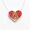 Red Medium Silver Heart Pendant by Ester Shahaf