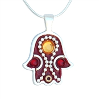 Burgundy Hamsa Necklace by Ester Shahaf