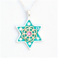 Green Star of David Necklace