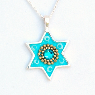 Baby Blue Star of David Necklace