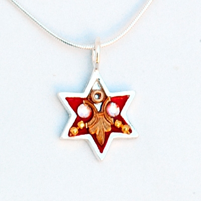 Red  Star of David Necklace - Small by Ester Shahaf