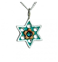 Star of David Necklace With Flower by Ester Shahaf