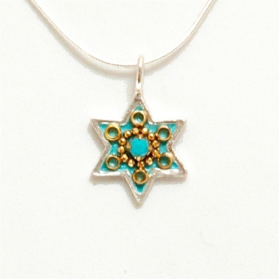 Turquoise Small Star of David Necklace by Ester Shahaf