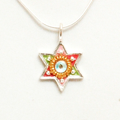 Tricolor Small Star of David Necklace by Ester Shahaf