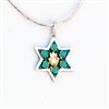 Turquoise Hamsa Small Star of David Necklace by Ester Shahaf