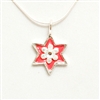 Pink Flower Hamsa Small Star of David Necklace by Ester Shahaf