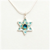 Light Blue Hamsa Small Star of David Necklace by Ester Shahaf