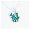 Turquoise  Silver Dove Necklace by Ester Shahaf