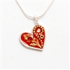 Red Small Silver Heart Pendant by Ester Shahaf