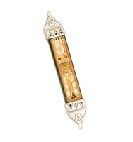 Wood & Pewter Golden Mezuzah Case by Ester Shahaf