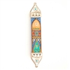 Purple & Green Wood & Pewter Mezuzah Case by Ester Shahaf