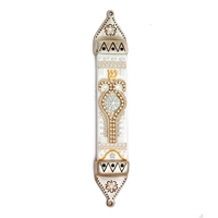 White Wood & Pewter Mezuzah Case by Ester Shahaf