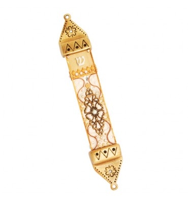 Wood & Pewter Oriental Mezuzah Case by Ester Shahaf