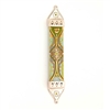 Green Wood & Pewter Mezuzah Case by Ester Shahaf