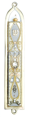 Grey & Golden Oriental Mezuzah Case by Ester Shahaf