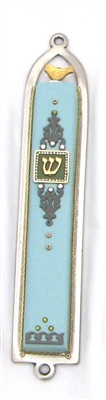 Basic Light Blue Oriental Mezuzah Case by Ester Shahaf