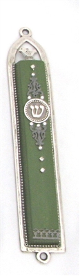 Basic Green Oriental Mezuzah Case by Ester Shahaf