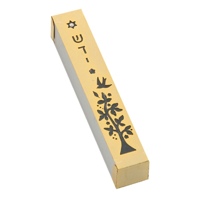 Gold-Black Tree Mezuzah Case by Ester Shahaf