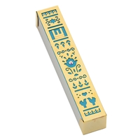 Flowers Mezuzah Case - Gold and Blue by Ester Shahaf