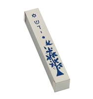 Tree Mezuzah Case - Silver & Blue by Ester Shahaf