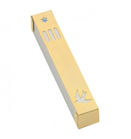 Dove Mezuzah Case - Gold & White by Ester Shahaf