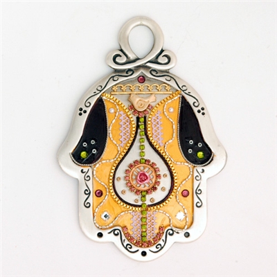 Gold & Maroon Hamsa Hand by Ester Shahaf