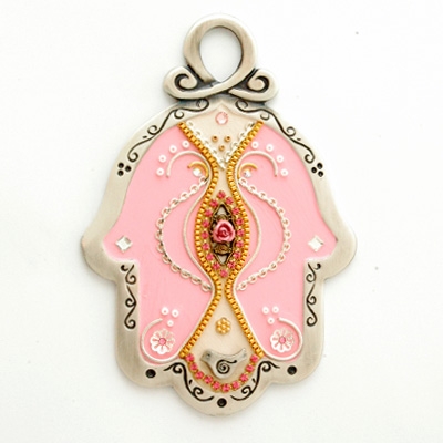 Pink Hamsa Hand by Ester Shahaf