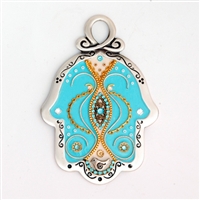 Light Blue Hamsa Hand by Ester Shahaf