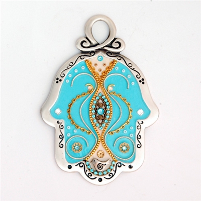 Light Blue Hamsa Hand by Ester Shahaf