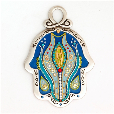 Blue Oriental Hamsa Hand by Ester Shahaf