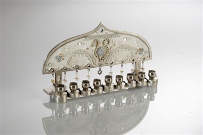 White Hanukkah Menorah by Ester Shahaf