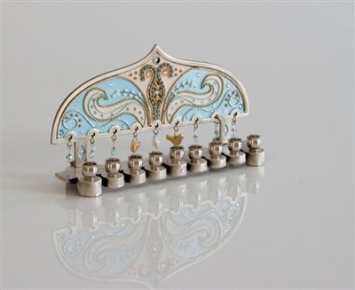 Light blue Hanukkah Menorah by Ester Shahaf