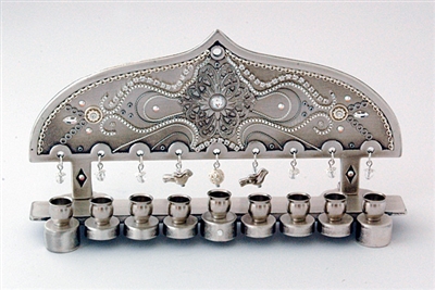 Silver Hanukkah Menorah by Ester Shahaf