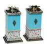 Hamsa Shabbat Candlesticks - Light Blue by Ester Shahaf